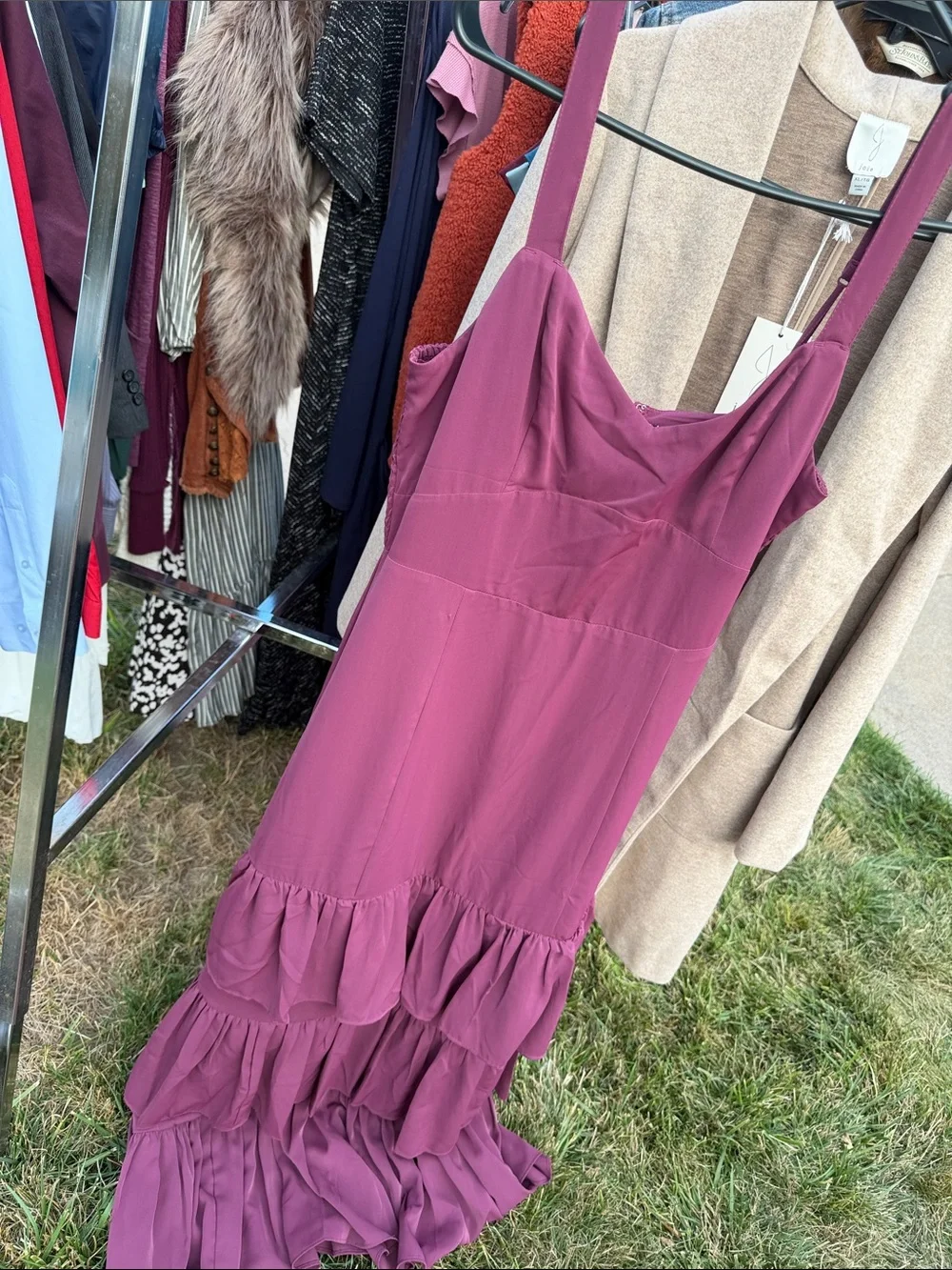 Abercrombie & Fitch Mauve Ruffle Tiered Maxi Dress